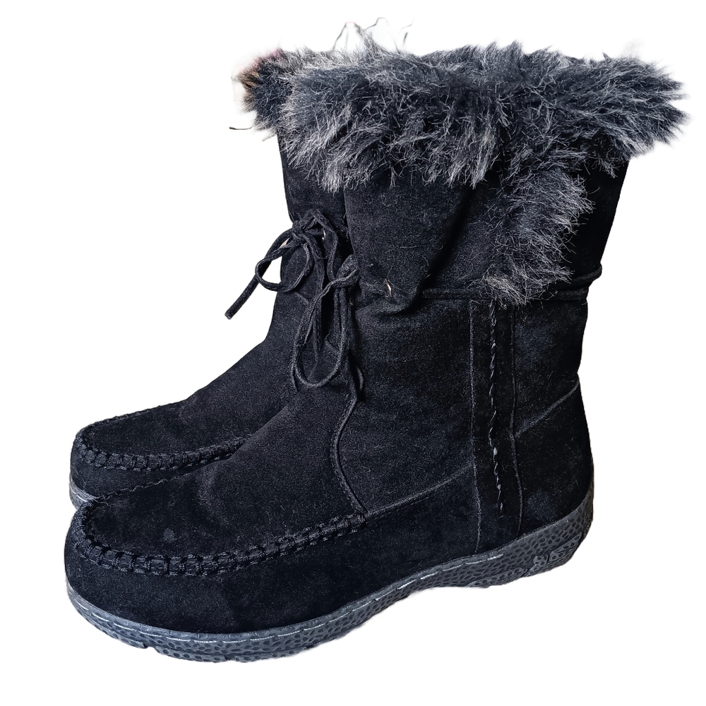 🖤 Bucco Capensis Ruzena Black Faux Leather Fur Winter Snow Boots Womens 6 Warm